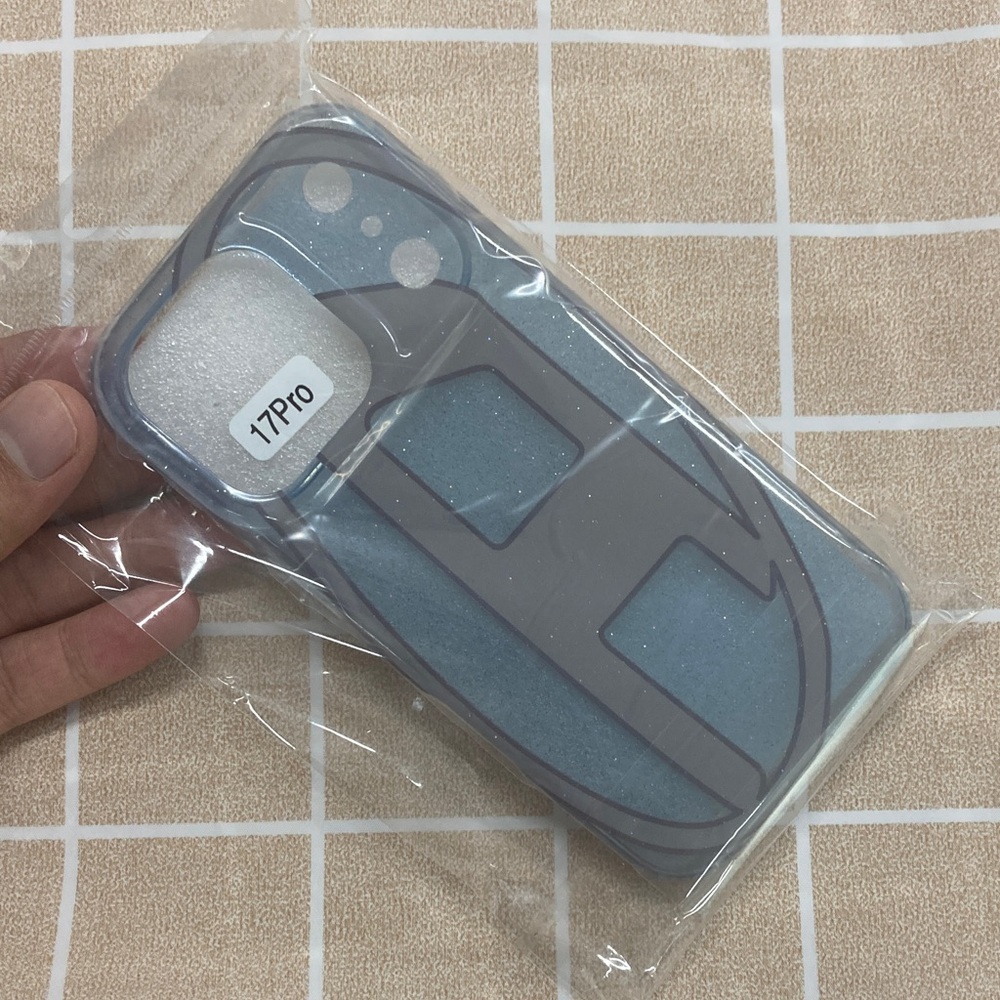 Diesel Blue Glitter Phone Case with Gray Logo Accent